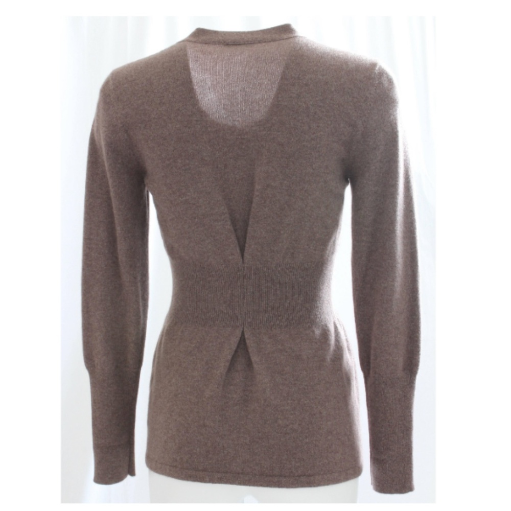 Brunello Cucinelli Sweater Pullover Soft Brown Cashmere Knit Silk Insert Size M - Picture 3 of 7